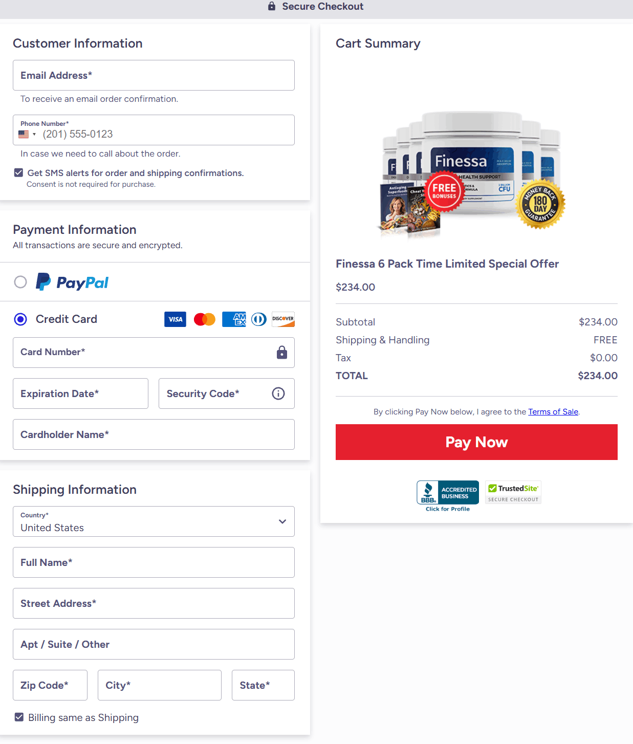 Finessa-Secure Checkout Page